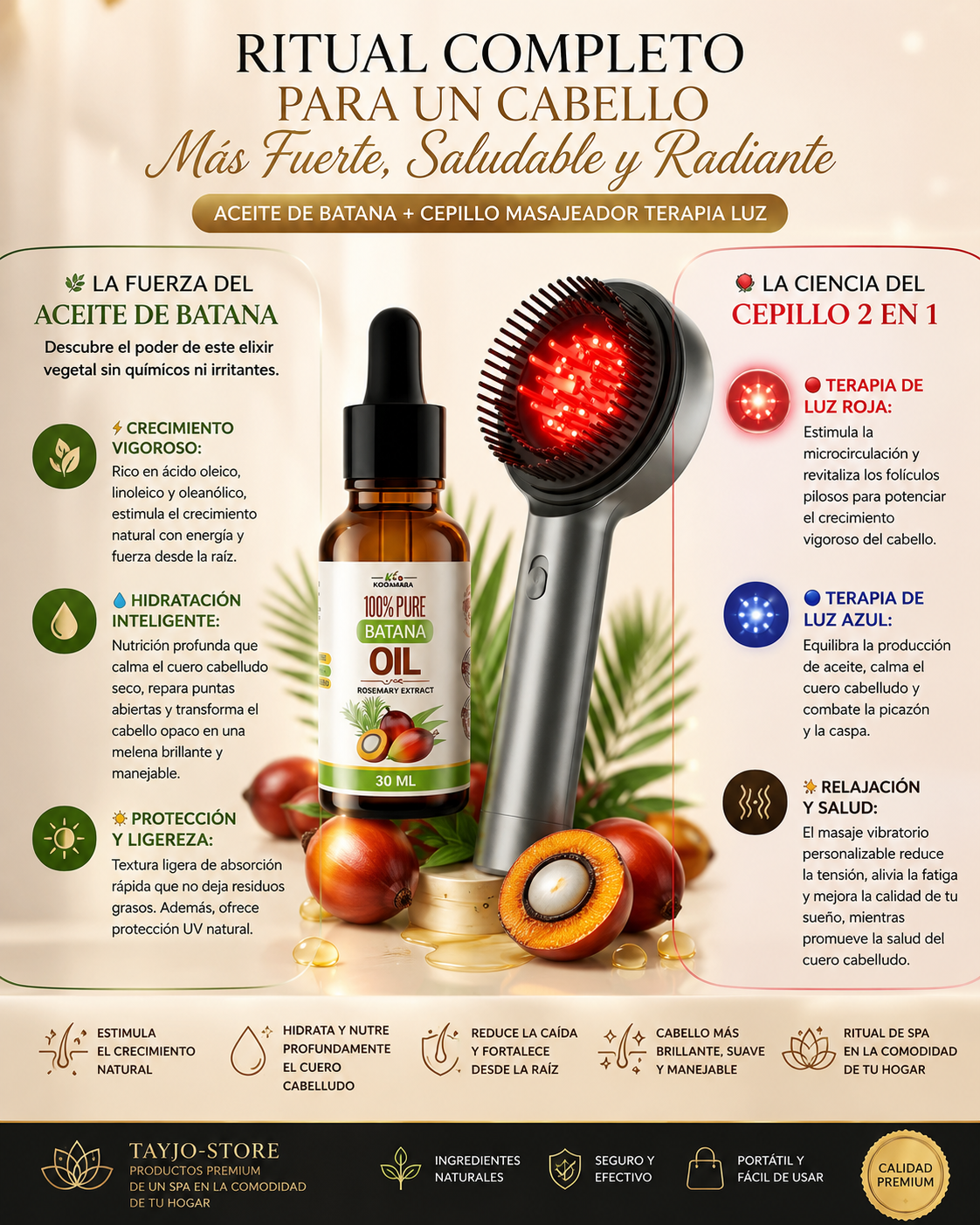 LumiHair™ - Aceite Batana +Cepillo para Terapia